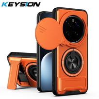 KEYSION Magnetic Phone Case for HONOR Magic 7 6 Pro 5G Slide Camera Protection Upright Kickstand 360° Ring Shockproof Back Cover for Magic 7 Pro oranžinė