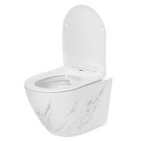 Unitazas, pakabinamas Rea Carlos Nature Marble, su dangčiu, 370 mm x 495 mm