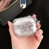 Bling Glitter Quicksand Case for AirPods Pro 2, Clear Soft TPU Protective Cover with Floating Sequins Airpods 1st/2nd generation white
