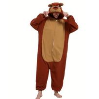 Meškiukas Kigurumi Vienas gabalas Suaugusiems, Animaciniai Pižama, Moterys Vyrai Gyvūnų Pižama Character Namų Drabužiai Helovinas Kalėdos Cosplay Šventės Kostiumas S brown