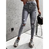 Wish women's jeans slim and thin ripped trousers women high elastic and thin S pilka spalva