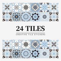 24 vnt. Kūrybingi virtuvės plytelių lipdukai Vandeniui atsparūs Mandala gėlės Plytelių pasta Lipnūs tapetai Miegamojo dekoravimo lipdukai 1 Set  10cmx10cmx 24PCS