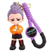 New Kpop Demon Hunters Anime Figure Keyring for Students Car Keychains Rumi Mira Zoey Pendants Backpack Decoration Key Ring gray