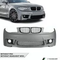 1M išvaizdos Priekinis Bamperis skirtas BMW E81 / E82 / E87 / E88, be PDC, be apiplovimų angų