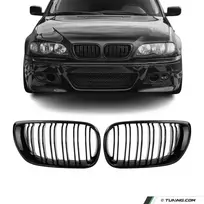 Performance, dvigubos priekinės grotelės, tinkančios BMW E46 sedan / touring (01-05), juodos blizgios