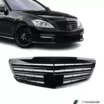 Priekinės Grotelės skirtos Mercedes-Benz W221 (09-13) su distroniko imitacija, juodos blizgios