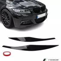Priekinių Žibintų Apdailos komplektas skirtas BMW E90 / E91 (05-11), juodos blizgios