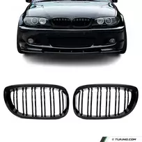 Performance priekinės grotelės, skirtos BMW E46 coupe / convertible (03-06) dvigubos, juodos blizgios