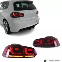 R20 išvaizdos LED Galiniai Žibintai su Dinaminiais posūkiais, komplektas skirtas VW Golf MK6 (08-13)