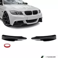 Priekinio Bamperio Spliteriai, komplektas skirtas BMW E90 / E91 su LCI M-Pack bamperiu, juodi blizgūs