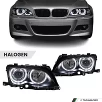 Priekiniai Žibintai su LED Angel Eyes, komplektas skirtas BMW E46 facelift (01-05) sedan / touring