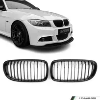 Priekinės Grotelės, komplektas skirtas BMW E90 / E91 LCI (08-11), juodos blizgios