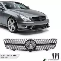 Priekinės Grotelės tinkančios Mercedes-Benz CLS (C219 / W219) facelift (08-10), juodos blizgios