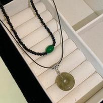 2 vnt. Senovinio taikos sagties pakabuko karoliai Natūralaus akmens grandinėlės Choker karoliukų rinkinys Moterims Vyrams Kinų stiliaus papuošalai gray