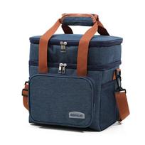 Lunch Box Insulated Lunch Bag Expandable Double Deck Cooler Bag Lightweight Leakproof Tote Bag With Side Tissue Pocket juoda