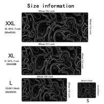 Black White Topographic Map XXL Mousepad Computer Keyboard Mats New Large Gamer Soft Office Carpet Table Mat Desktop Mouse Pad 400X800X2MM black