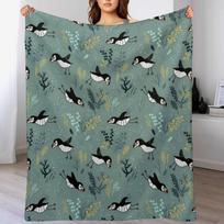 Puffin under water Throw Blanket No Pilling Soft Warm Blanket for Bed Size: 75*100cm, Weight: 230 GSM gray