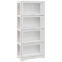Display cabinet for collection living room sideboard storage furniture with 4 levels with flap doors, 59 x 30 x 139 cm, white 59 x 30 x 139 cm