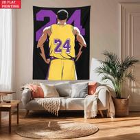 Kobe Bryant 24 Lakers Basketball Jersey Wall Tapestry Sports Fan Decor NBA Memorabilia Gift for Fans 2D Flat Printing 100X70CM yellow