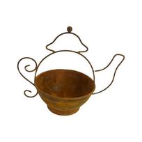 Rust-Resistant Kettle Shape Flower Pots Decorative Metal Teapot Planter  Outdoor Garden brown
