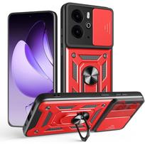 Šarvuotas dėklas Realme 14 5G Realme 14T Dangtelis Apsauga objektyvui Su žiedu Magnetinis laikiklis Coque Fundas Capa Realme 14 raudona