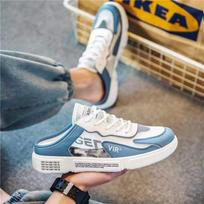 Men's Canvas Slip-On Shoes Breathable Summer Office Work Low Heel No Back Heel Driving Casual Half Slippers Comfortable Footwear 39 mėlyna