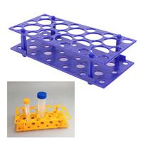 28 skylių plastikinių centrifugų vamzdžių stovas, 10/15/50 ml laboratorinės analizės įranga blue