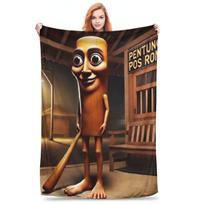 Flanelinis pledas Tung Tung Tung Sahur Italijos Smegenų Puvinys Šilti pliušiniai pledai Minkšta patalynė svetainei Namams Iškylai Sofai Size: 75*100cm, Weight: 230 GSM black