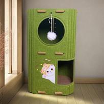 All-in-one Cat House with Holes Cat Condo Japanese Style Cat Castle House  Pet House black