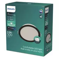 Montuojamas šviestuvas panelė PHILIPS Meson, įleidžiama, LED 5,5 W, 3000K, 500lm, apvali, juodos sp.