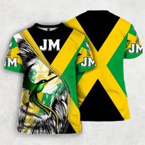 Jamaica Flag Liūto emblema Grafiški marškinėliai vyrams Drabužiai 3D Jamaica Pride marginti marškinėliai Viršutiniai marškinėliai Madingi trumpomis rankovėmis XS yellow