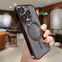 Electroplated Magnetic Glitter Phone Case for iPhone 16E/15 Pro Max/14P with Lens Film, Full Coverage for iPhone 13. 16 Plus juoda