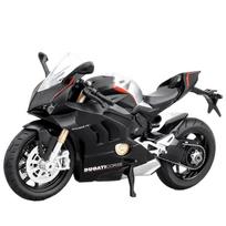 1/12 Ducati Panigale V4S modelis Lydinio motociklas Lietas Kompiuterio stalo papuošalai Madingas vitrinos dovana draugui Vaikų žaislai juoda