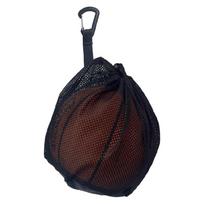 Volleyball Soccer Net Bag with Carabiner Clip, Zippers Pocket Single Football Bag Mesh Drawstring Basketball Storage Bag 1 black