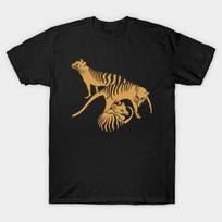 Asian Size Men Print T-shirt Tassie Tiger Family In Repose! No-Cut Heat Transfer Print Cotton Tshirt M juoda