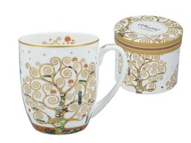 Kubek Ceramiczny Camio Klimt Drzewo Życia Białe Tło Prezent Carmani