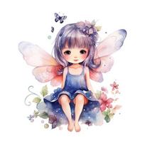 Butterfly Fairy Wall Sticker, Watercolor Purple Hair Fairy Removable Wall Decal for Girls Room, Self-Adhesive PVC Wall Art, Easy Install & Damage-Free violetinė