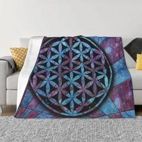 Gyvybės Gėlė Šventoji Geometrija Antklodė Flanelės Vilna Geometrinis Raštas Mandalas Kelioninis Pledas Lovos Patalynė Sofos Antklodė 75x100cm (30x40inch) black