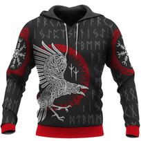 Erelio/ Varno Tatuiruotė Vegvisir Raudonas 3D Visas Atspausdintas Vyriškas Džemperis su Gobtuvu ir Sportinis Megztinis Unisex Užtrauktuku Užsegami Džemperiai Laisvalaikio Sportiniai Kostiumai S gray