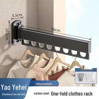 Retractable Metal Clothes Drying Rack for Window or Balcony - Outdoor & Invisible Design black