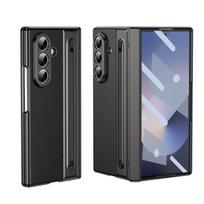 Suitable for Samsung Z Fold7 Gold Armor Pen Slot Folding Mobile Phone Chitin Leather Elastic Fold6 Shell Film Anti Fall Protection Case Samsung Z Fold7
