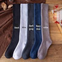 Vyriškos storos aksominės žieminės blauzdinės kojinės - medvilninės, frotinės, ilgo gobo 1pair balta