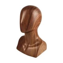 Hat and Wigs Display Stand Imitation Wood Grains Burlap Male Mannequin Head Manikin Head Model for Shop and Home Use brown