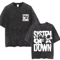 Washed Vintage Rock Band System of A Down T-shirt Men Women Casual Cotton Oversized T Shirt Male 90s Alternative Metal T-shirt S įvairiaspalvis