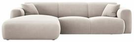 Kampinė sofa Cosmopolitan Design Nolio Velvet Casino Pearl, šviesiai smėlinė, kairinė, 170 x 260 cm x 72 cm