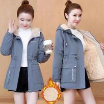 Women Winter Loose Hooded Fleece Lined Parkas Thicken Warm Casual Mid-length Coat Ladies Windbreaker Snow Jacket Outwear XXS white
