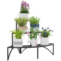 Trijų pakopų kampinės metalinės augalų lentynos - Juodos 87 x 60 x 60 cm juoda