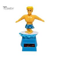 Surfing Car Figurine Surfer Boy Solar Nodding Toy, Cartoon Bobblehead for Center Console Accessory Dashboard, Auto Swing Shaking Figure Office mėlyna