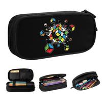 Individualus sprogstantis Rubiko kubikas Magijos kubikas Mielos pieštukinės berniukui mergaitei Didelės talpos Matematikos dovana Pieštukinė Mokyklinės prekės 21x10.5x5cm black