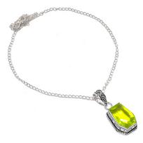 Peridot Gemstone 925 Sterling Silver Jewelry Pendant 2.56 white